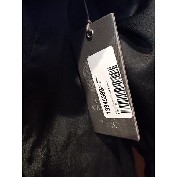 VINCE CAMUTO Womens Black Ruffled cuff Satin Formal Long Sleeve Faux Wrap Top XS - Picture 2 of 7